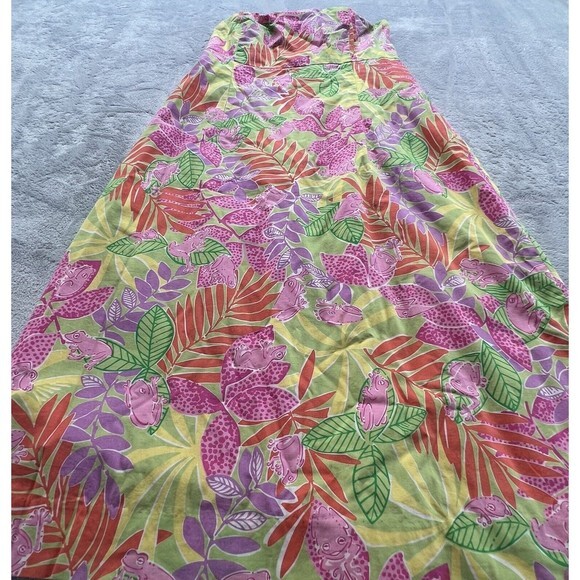 Lilly Pulitzer Dress Womens 8 Sabrina Bottoms Up Print Strapless Frog Floral - Picture 3 of 16